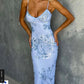 Modest Mermaid Spaghatti Straps Light Sky Blue Prom Dress Long Evening Dresses CC1689