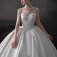 Vintage Ball Gown Sweetheart Satin White Wedding Dresses C170