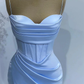 Sexy Mermaid Baby Blue Sweetheart Prom Dress With Spaghetti-Straps C1711