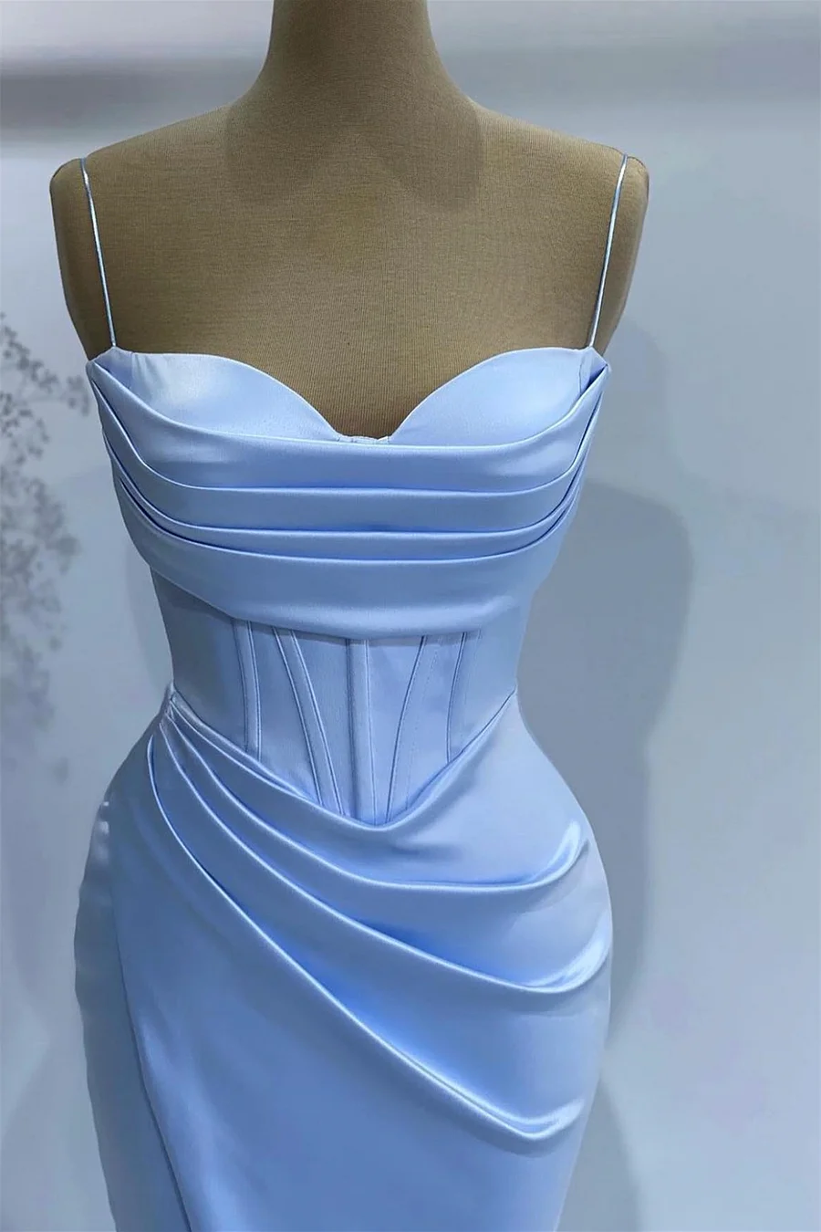 Sexy Mermaid Baby Blue Sweetheart Prom Dress With Spaghetti-Straps C1711