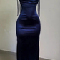 Navy Blue Sheath Long Prom Dress Backless Evening Party Dress C1724