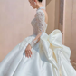 Luxury Ball Gown Long Sleeves White Lace Wedding Dress C174