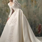 Luxury Ball Gown Long Sleeves White Lace Wedding Dress C175