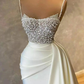 Gorgeous Spaghetti-Straps Pearl Mermaid Prom Dress With Sequins Pleated C1779