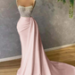 Gorgeous Spaghetti-Straps Pearl Mermaid Prom Dress With Sequins Pleated C1779