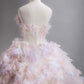 Modest Ball Gown Sweetheart Tulle Long Flowers Sweet 16 Dresses C1785