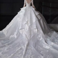 Luxury Ball Gown High Neckline Long Sleeves Lace White Wedding Dress C178