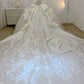 Dreamy Ball Gown Sweetheart Short Puffy Sleeves White Lace Wedding Dresses With Beads C1797