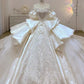 Dreamy Ball Gown Sweetheart Short Puffy Sleeves White Lace Wedding Dresses With Beads C1797