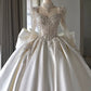 Chic Ball Gown Sweetheart White Long Sleeves Satin Wedding Dresses With Beads Bow C1809