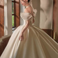 Luxury Ball Gown Off The Shoulder Neckline Short Sleeves Lace Wedding Dress C180