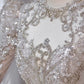 Chic Ball Gown Scoop White Long Sleeves Sequin Wedding Dresses With Beads Buttons C1810