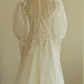 Chic A line Scoop White Long Puffy Sleeves Lace Wedding Dresses With Appliques C1811