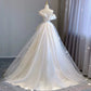 Sexy Ball Gown Off The Shoulder Satin Long White Wedding Dresses With Ruffles C1812