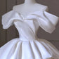 Timeless Ball Gown Off The Shoulder Satin Long White Wedding Dresses With Ruffles C1813