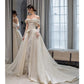 Timeless Ball Gown Off The Shoulder Satin Long White Wedding Dresses With Lace C1814