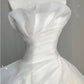 Timeless Ball Gown Strapless Tulle Long White Wedding Dresses With Ruffles C1815