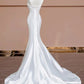 Timeless Mermaid Strapless Satin Long White Wedding Dresses With Buttons C1816