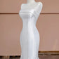 Timeless Mermaid Strapless Satin Long White Wedding Dresses With Buttons C1816