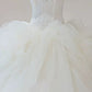 Dreamy Ball Gown Strapless Sleeveless White Tulle Wedding Dresses With Ruffles C1818