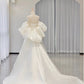 Simple Ball Gown Sweetheart Short Sleeves White Satin Wedding Dresses C1822