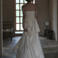 Chic A Line Strapless Sleeveless White Satin Slit Wedding Dresses C1823