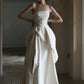 Chic A Line Strapless Sleeveless White Satin Slit Wedding Dresses C1823