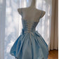 Cute A line Spaghetti Straps Blue Short Homecoming Dresses Party Cocktail Dress C1824