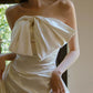 Chic A Line Strapless Sleeveless White Satin Wedding Dresses With Bow C1825