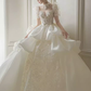 Luxury Ball Gown Short Sleeves Sequin Wedding Dress C182