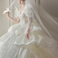 Luxury Ball Gown Short Sleeves Sequin Wedding Dress C182