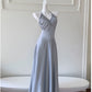 Simple A line Halter Gray Homecoming Dresses Simple Prom Dress C1837