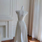 Robe de soirée simple à bretelles en ligne A, longueur thé blanc, robe de soirée simple C1838