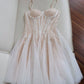 Cute A line Spaghetti Straps Champagne Short Sequin Homecoming Dresses Cocktail Dress C1839