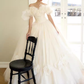 Luxury Ball Gown Short Sleeves Tulle White Wedding Dress C183