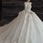 Luxury Ball Gown Long Sleeves Lace White Wedding Dress C184