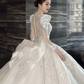 Luxury Ball Gown Long Sleeves Lace White Wedding Dress C184