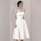 Simple A line Spaghetti Straps White Knee Length Homecoming Dress Birthday Dresses C1855