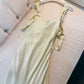 Simple Sheath Straps Sleeveless Silk Satin Sage Green Prom Dress Evening Dresses C1856