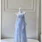 Simple A line Spaghetti Straps Chiffon Blue Homecoming Dress Birthday Dresses C1857