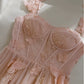 Robe de soirée élégante en dentelle rose blush à bretelles trapèze sans manches C1859