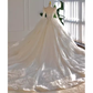 Luxury Ball Gown Scoop Neckline Long Sleeves Lace White Wedding Dress C185