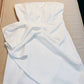 Simple A line Strapless White Short Satin Homecoming Dress Birthday Dresses C1864