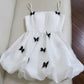 Cute A line Spaghetti Straps White Short Homecoming Dress Birthday Dresses With Butterfly C1866