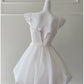 Cute A line Spaghetti Straps White Short Homecoming Dress Birthday Dresses With Butterfly C1866