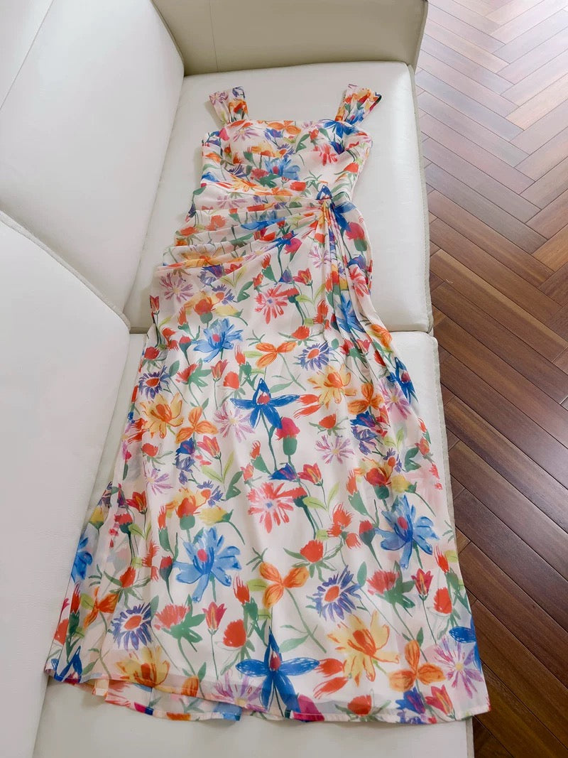 Sexy Sheath Sleeveless Floral Long Prom Dress C1867