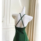 Sexy A Line Halter Sleeveless Green Satin Prom Dresses C1870