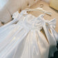 Cute A line Spaghetti Straps Bowknot White Short Homecoming Dress Birthday Dresses C1878