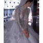 Luxury Ball Gown V Neckline Long Sleeves Lace Wedding Dress C187