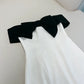 Cute Sheath Off The Shoulder Black Bowknot White Short Homecoming Dress Birthday Dresses C1880